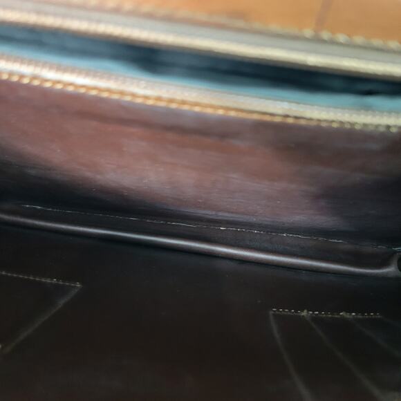 Vintage Leather Business Bag Briefcase Brown Attache Case Document Folder File - Picture 14 of 16